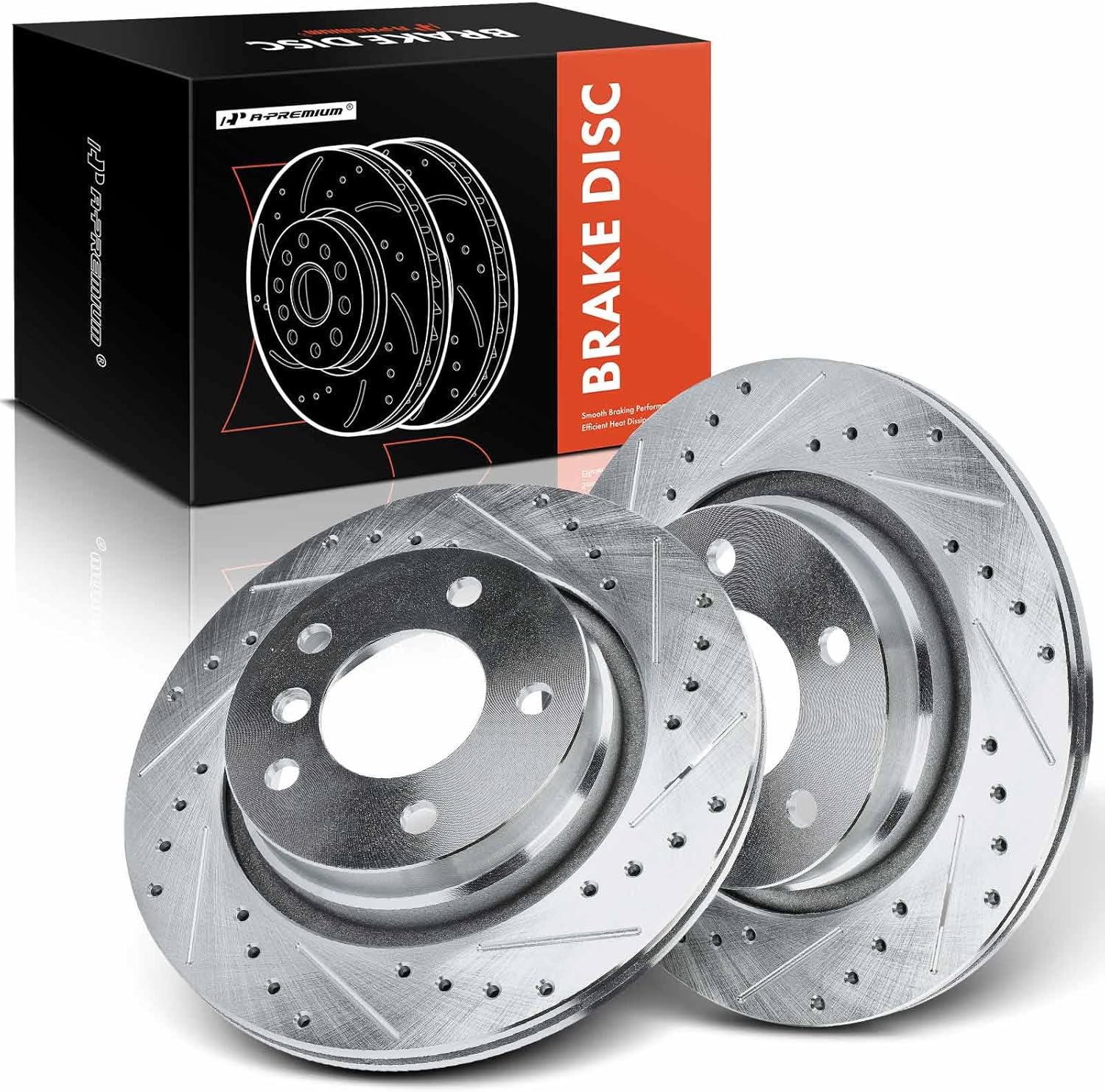 A-Premium 11.58 inch (294mm) Rear Drilled and Slotted Disc Brake Rotors Compatible with Select BMW Models - 323Ci/323i/328Ci 2000, 325Ci 2001-2006, 325i 2001-2005, 328i, 328is