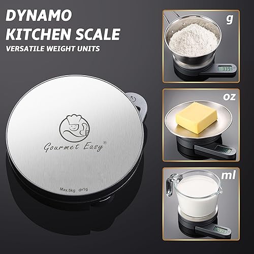 Miniatura 2 de Gourmet Easy Dynamo - Báscula de alimentos para cocina, tecnología sin baterías, báscula de peso de alimentos, peso en gramos y onzas, báscula