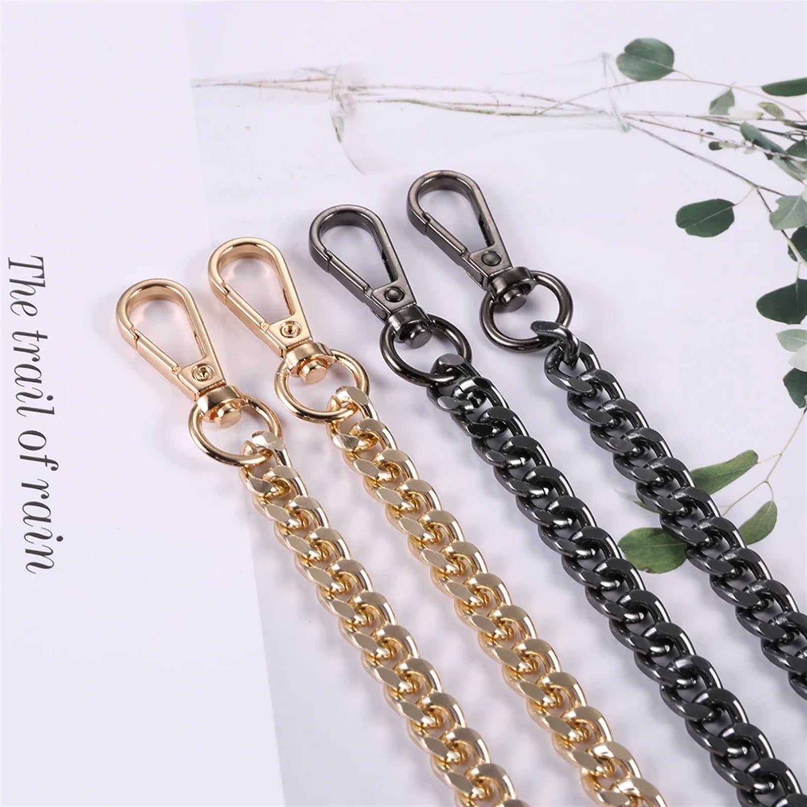 Cadenas para Bolsos Reemplazo de asa de Correa de Metal DIY con Cadena de Bolso de 120cm for Bolso de Hombro de Mujer(Black)
