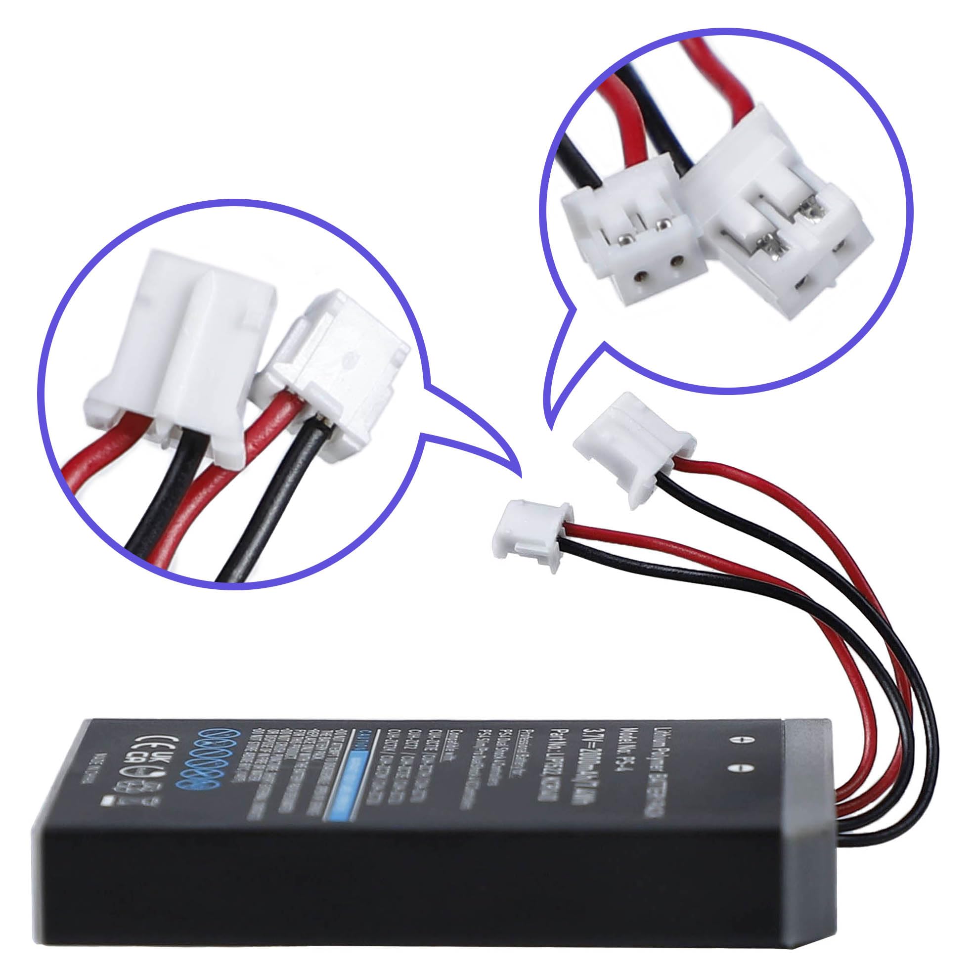 Lot de 2 batteries LIP1522 KCR1410 pour manette Sony PS4 DualShock 4 2000 mAh 3,7 V | Compatible avec DualShock 4 Slim Pro V1 V2, CUH-ZCT2E CUH-ZCT1, manette PlayStation 4, Li-ion