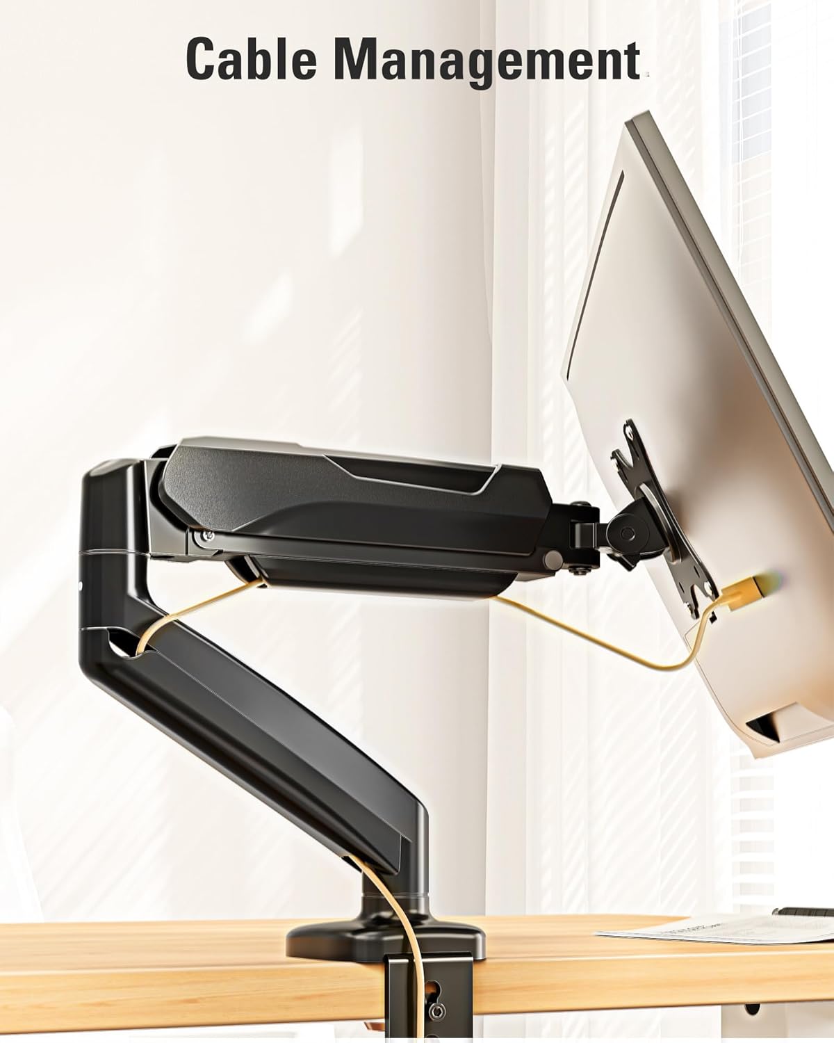 Single Monitor Mount, Gas Spring Monitor Arm for 17-32 Inch Computer Screens, Adjustable Monitors Stand for Desk, 75x75/100x100mm VESA Mount, with Clamp and Grommet Base, Holds 4.4-17.6lbs