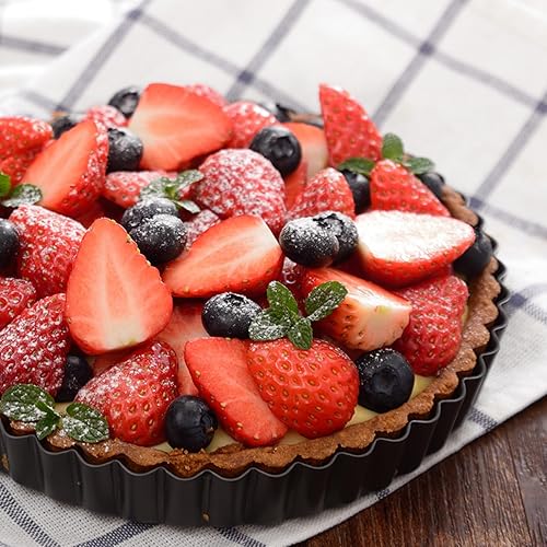 Miniatura 8 de Tosnail Paquete de 2 sartenes antiadherentes para quiche de 9 pulgadas con parte inferior suelta extraíble