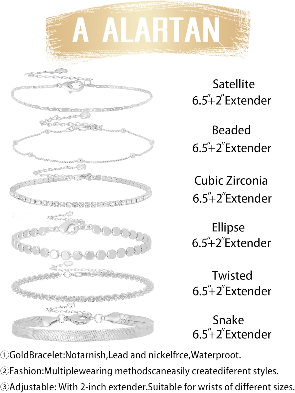 Gold Bracelets for Women 14K Gold Plated Stack Trend Bracelets Charm Paperclip Chain Cuban Link Layered Waterproof Bracelet Dainty Bracelet for Women Jewelry Gifts - Image 3