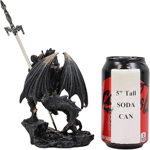 Miniatura 5 de Ebros Gift Dragón fantasma elemental de piedra sintética con armadura de batalla y espada larga abrecartas estatua para el hogar y la oficina, mesa