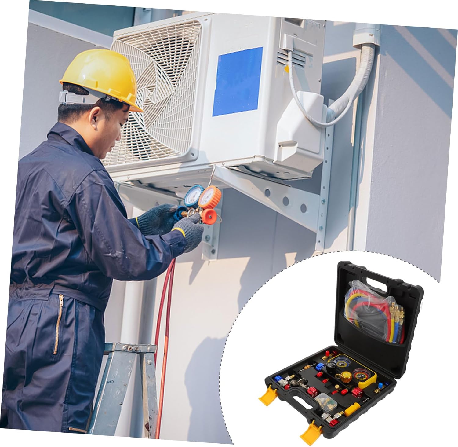 Manifold Gauge Set for HVAC Refrigerants Way Ac Diagnostic Kit Fluoride Table Group Portable Random Color