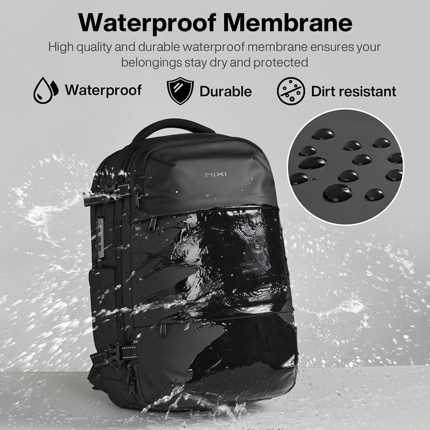 mixi EliteSeries 60L Vacuum Travel Backpack with Pump, Expandable Compression Carry On Luggage Bag Waterproof TSA Lock Suitcase, Black - Image 5