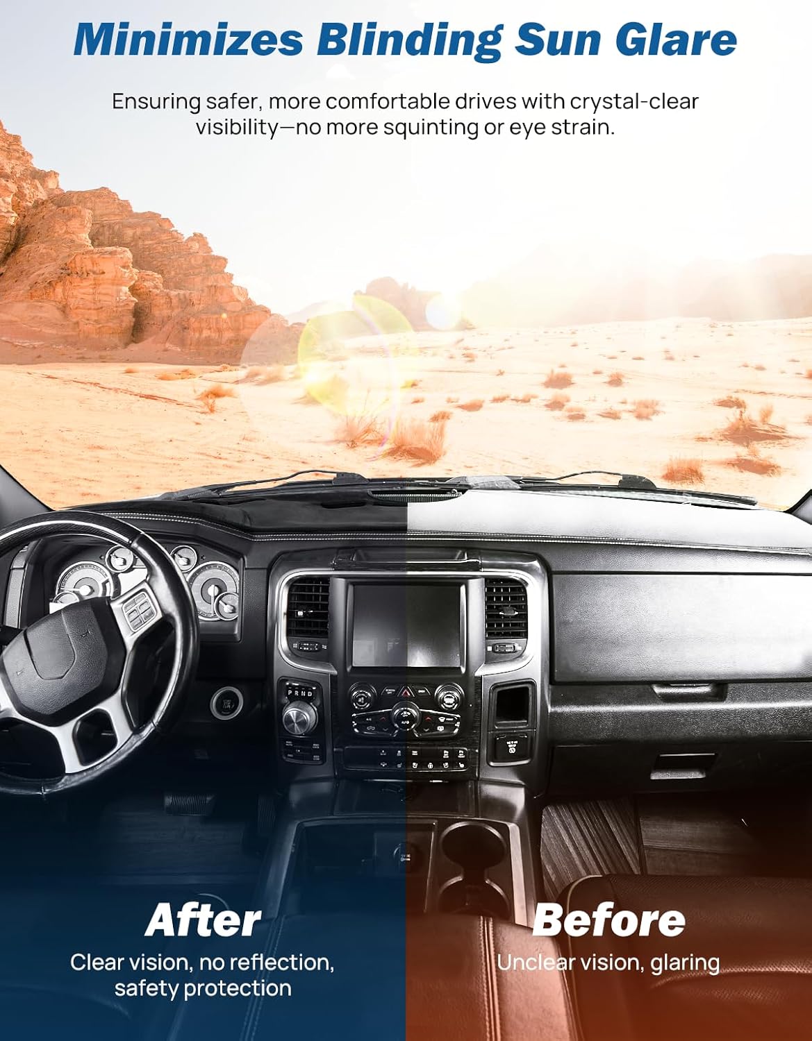 JOYTUTUS Dash Cover Dashboard Cover Mat Compatible with 2010-2018 Ram 1500 2500 3500 & 2019-2024 Ram 1500 Classic Model, Car Interior Dash Covers, Dash Board Cover Dashmat for Car Trucks