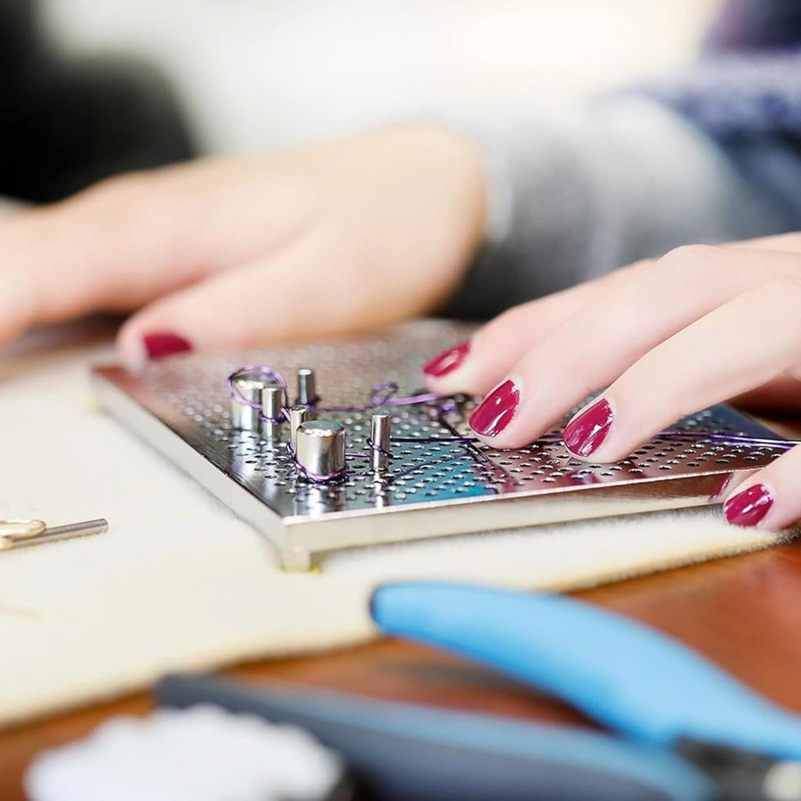 Aluminium Drahtlehre, komplettes Schmuckherstellungs Werkzeug Set, praktisches Schlaufen Set, Biegebrett für Schmuck Perlenwerkzeug