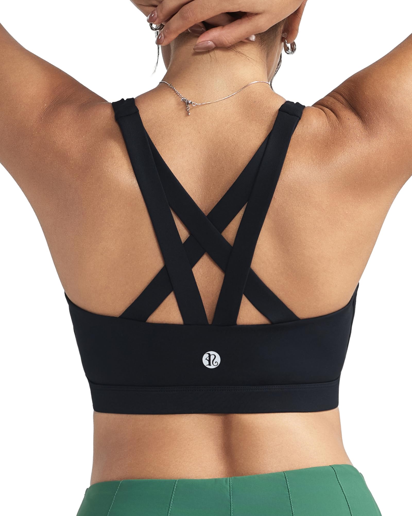 RUNNING GIRL Sports Bras for Women,Padded Strappy Sports Bras Criss-Cross Back Medium Support Sports Bras with Removable Cups