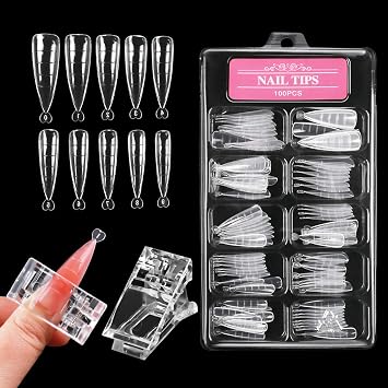 Pongnas 100Pcs Nail Tips, 10 Sizes for Nail Extension with, Suitable for Home Salon Manicure Use