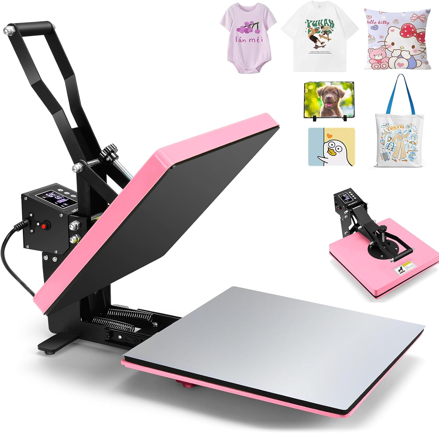 Heat Press Machine 15x15,Clamshell Heat Press, Digital Slide Out Heat Press for T-Shirts, Sublimation Vinyl HTV Heat Transfer Machine for Pillows,Mouse Map,Bags