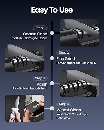 Miniatura 4 de Afilador de cuchillos eléctrico para cuchillos de cocina, sistema de afilado de 3 etapas con abrasivos 100% de diamante, guía de ángulo de precisión