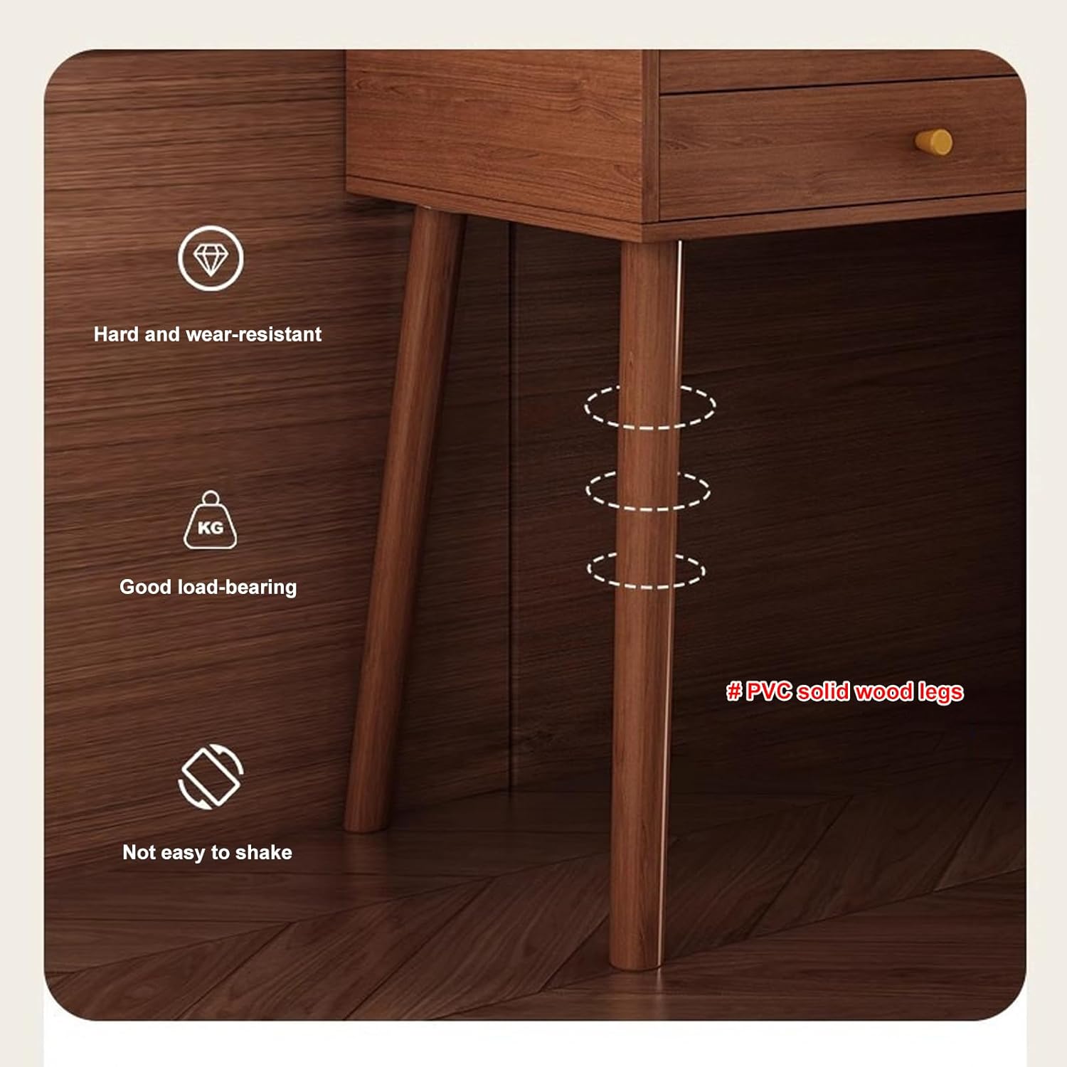 Vanity Desk with 9 Spacious Drawers - LED Vanity Desk Set with Mirror, Solid Wood L-Shape Makeup Dressing Table, for Bedroom, Salon, Beauty Studio