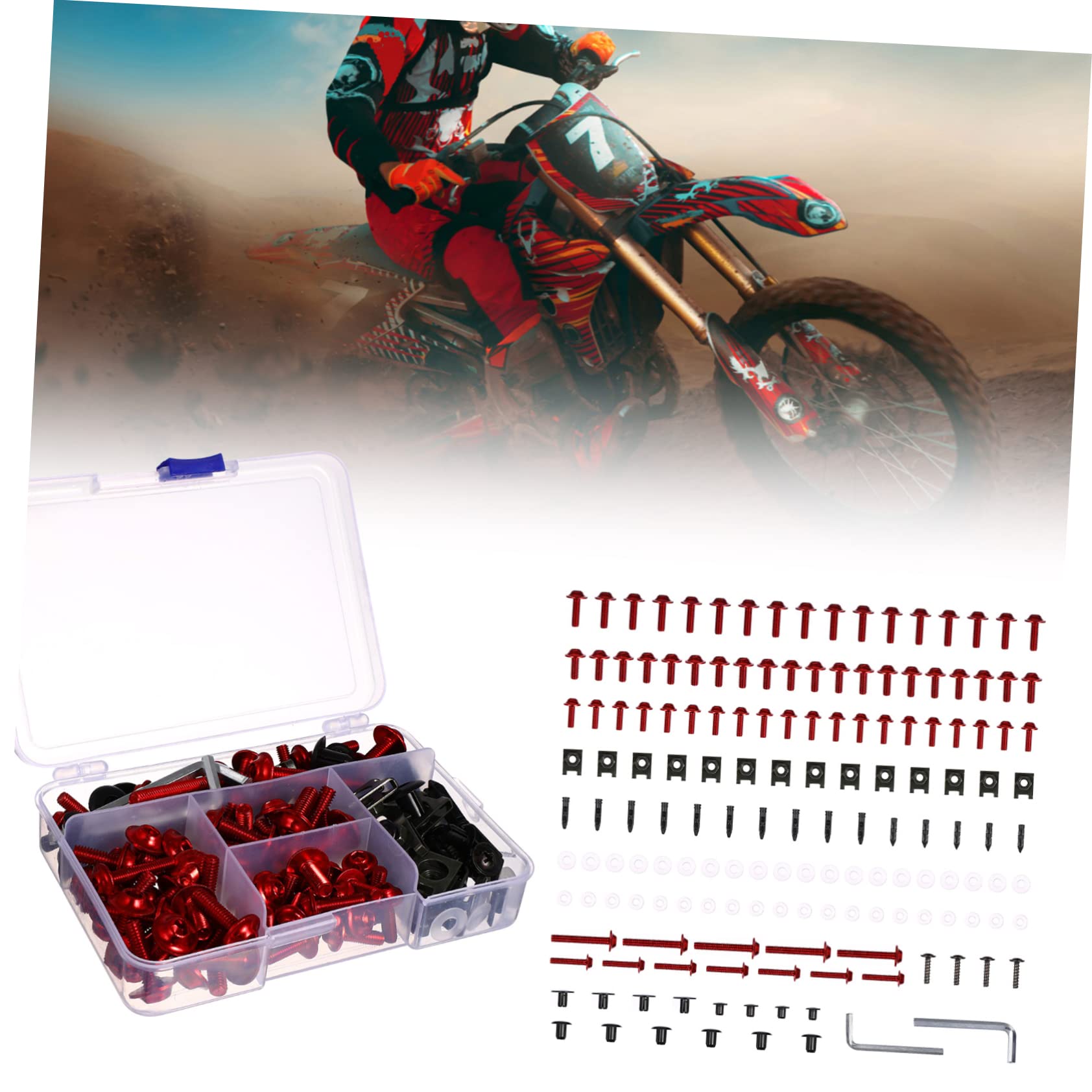 149piezas Para Modificación De Motocicleta Accesorios De y Parabrisas Color Rojo Instalación Compatible Mayoría De Motocicletas