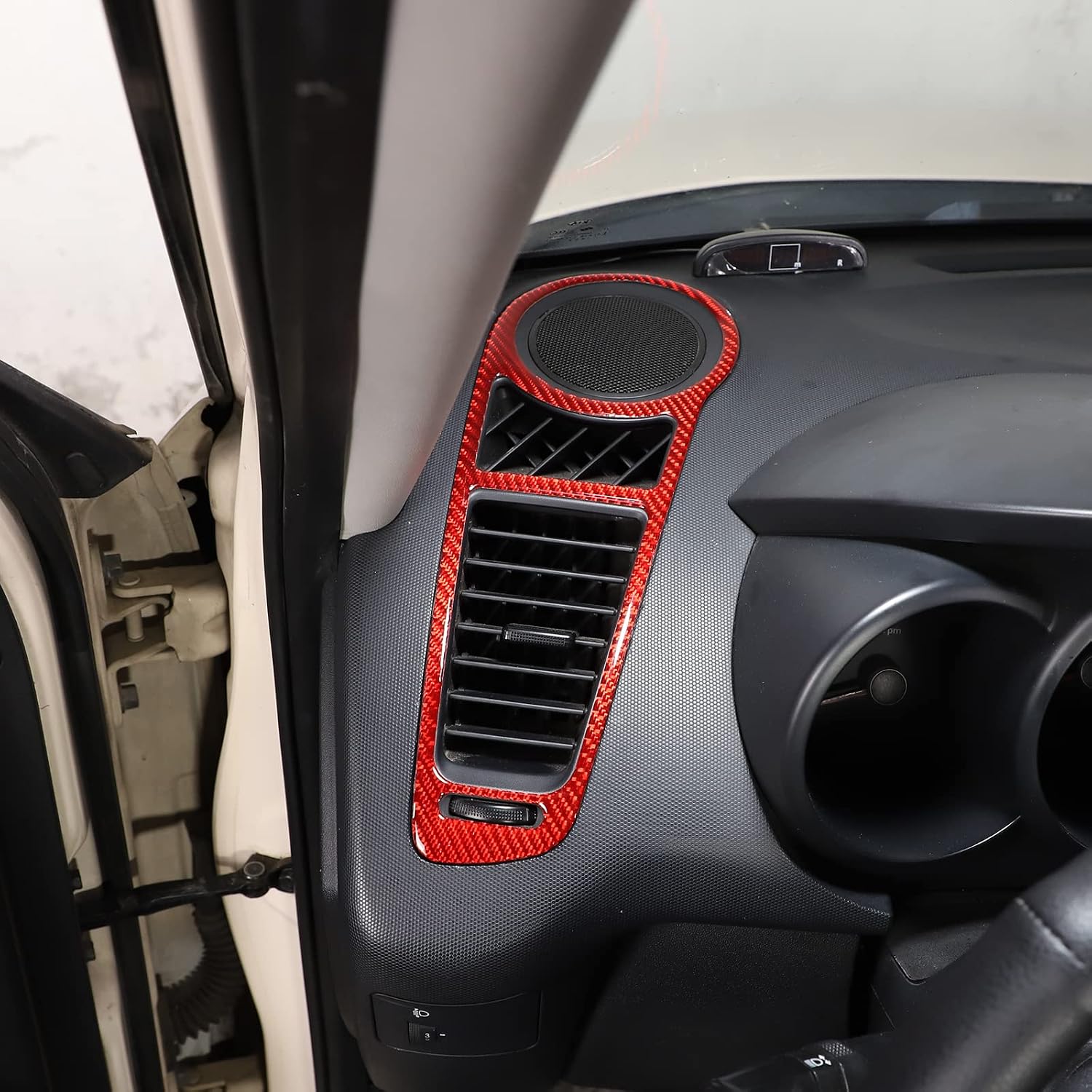 PIUGILH Car Inner Dashboard Air Vent Frame Cover, Real Carbon Fiber Dashboard Air Vent Panel Trim Cover Fit for Kia Soul 2009-2013 Interior Accessories, 2Pcs(Red)