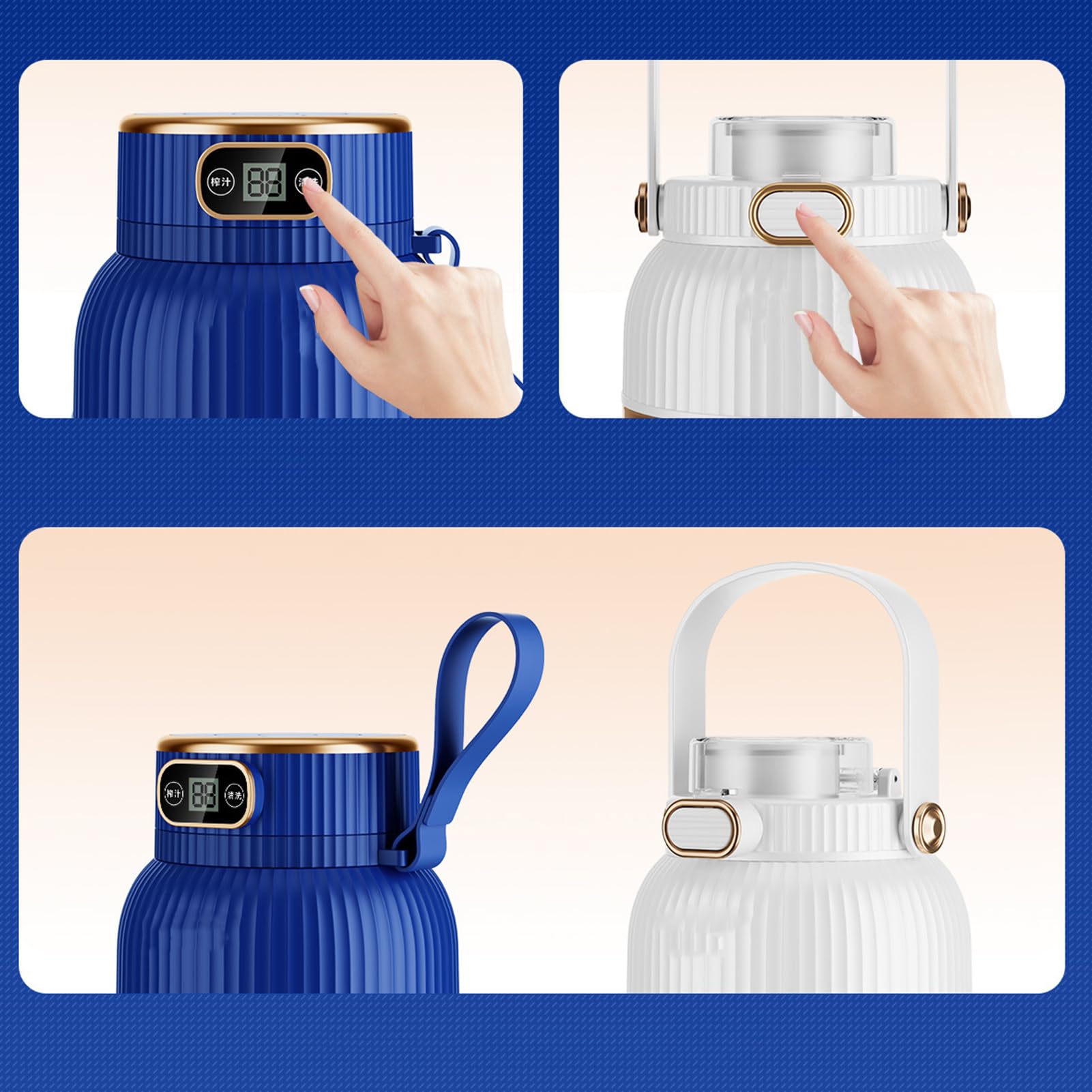 Licuadora portátil recargable, exprimidor personal para diario | licuadoras al vacío de 600 ml, ideal para batidos y batidos después del entrenamiento (azul, verde)