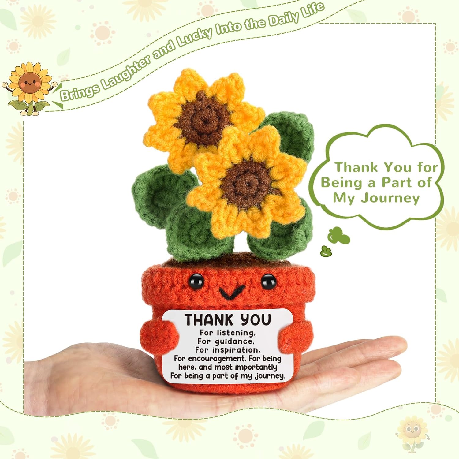 Principal Appreciation Valentines Teacher Gifts Cool Thank You Gift for Women Lady Boss Leader Coworker Farewell Going Away Leaving Pastor Birthday Graduation Gifts Christmas Crochet Sunflower - Image 7