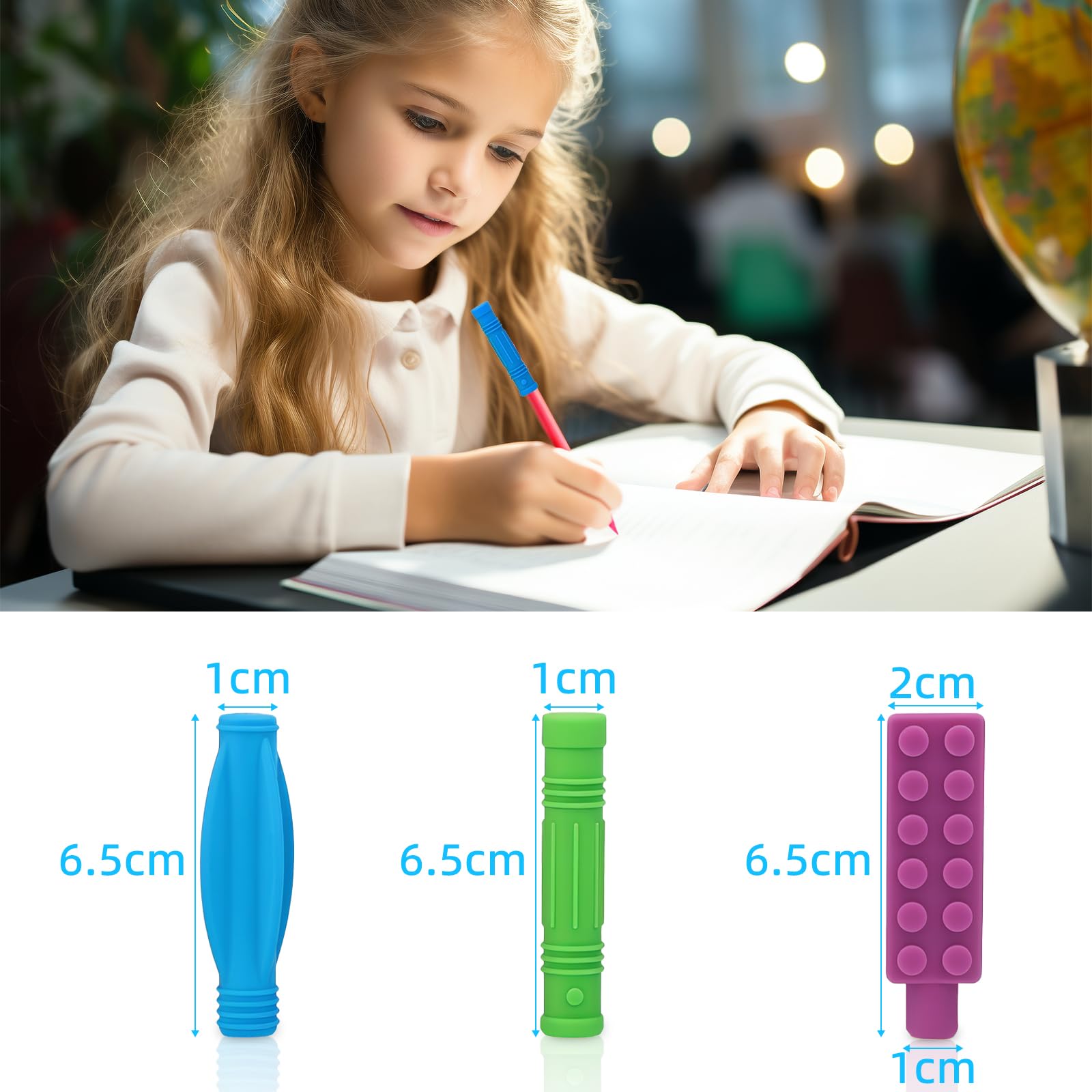 Chewable Pencil Chew Topper Chewy Sensory Fidget Pencil Topper für Kinder Autism