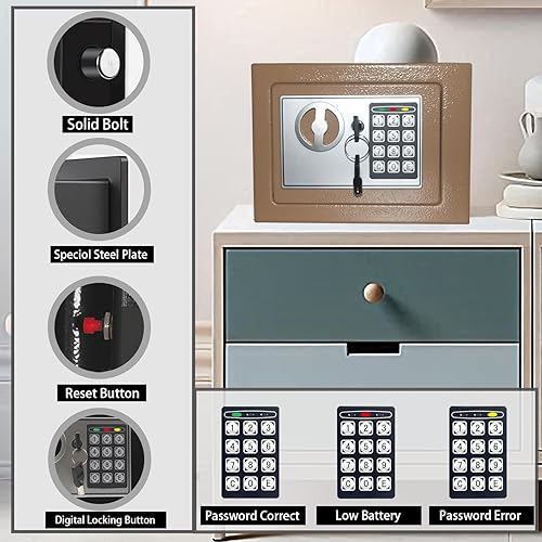Miniatura 8 de Caja de seguridad digital electrónica con teclado de bloqueo de lujo, para el hogar, oficina, hotel, negocio, joyería, armas, efectivo,