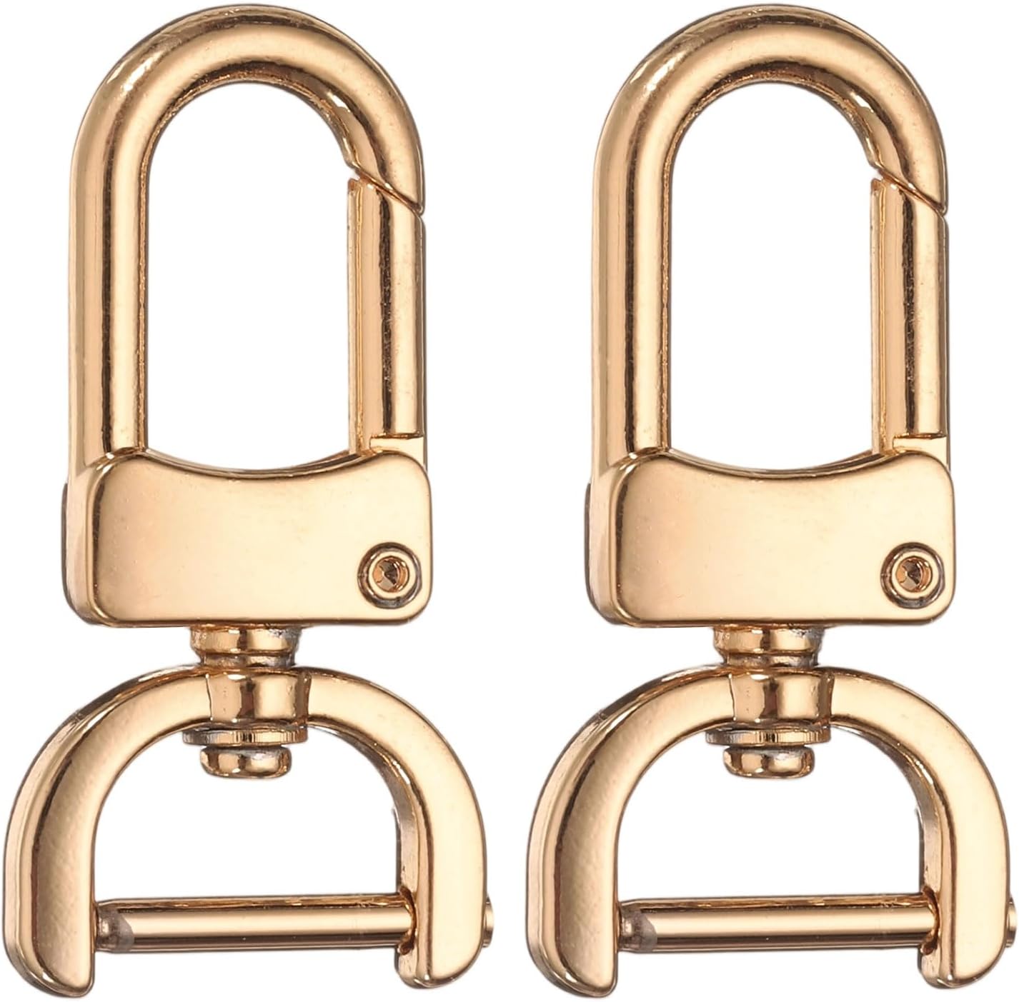HARFINGTON 2pcs Detachable Snap Hook Swivel Clasp 5/8" (16mm) Zinc Alloy D-Rings Lobster Claw Clasp with Screw Bar for Keychain Lanyard Purse Hardware DIY Craft, Light Gold