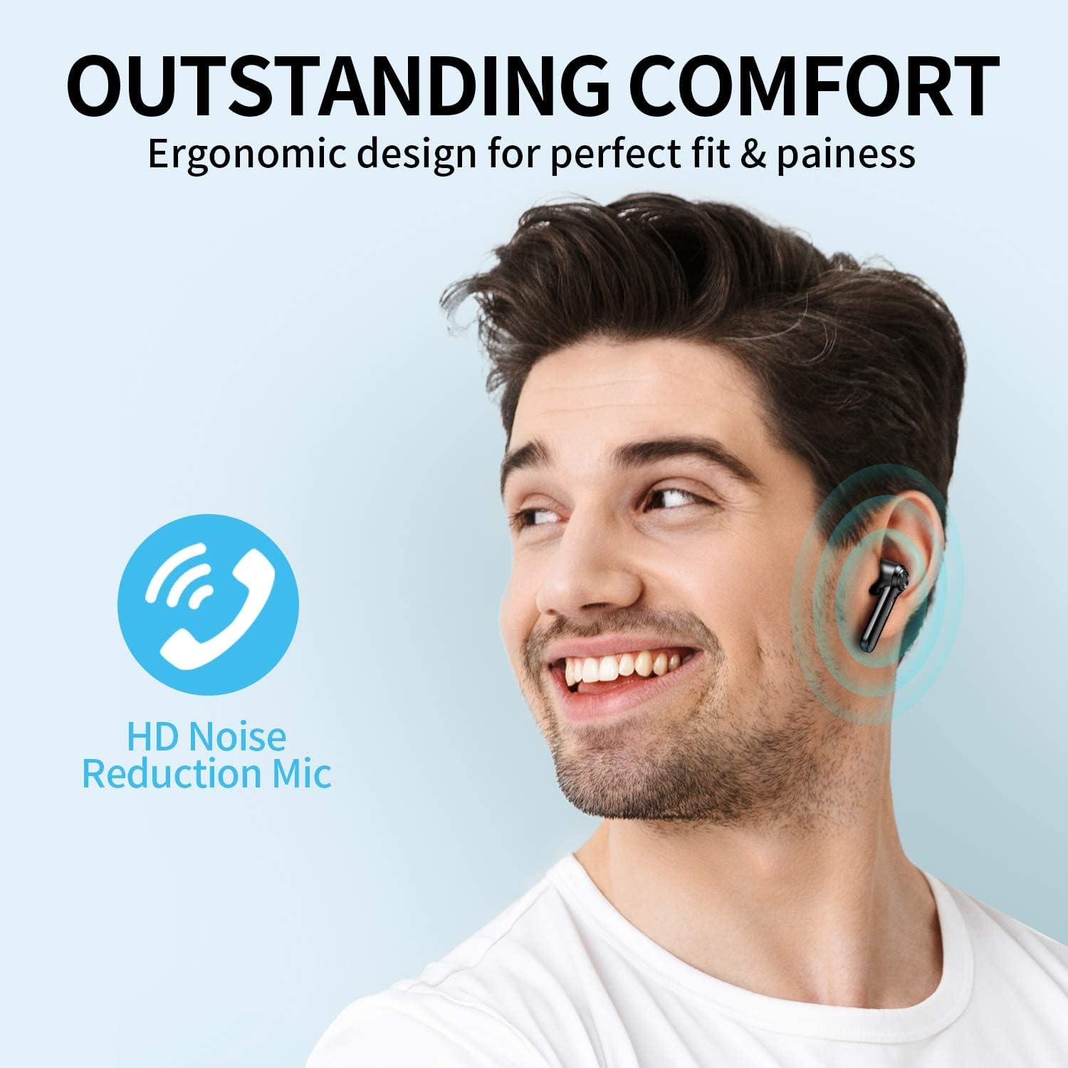 Picun W20 True Wireless Earbuds 36 Hours Playtime Bluetooth 5.0+EDR HiFi Crystal Bass IPX8 Waterproof in-Ear Headphones w/HD Mic, Touch Control, Hall Switch, USB-C, Single/Twin Mode Comfy for Sports