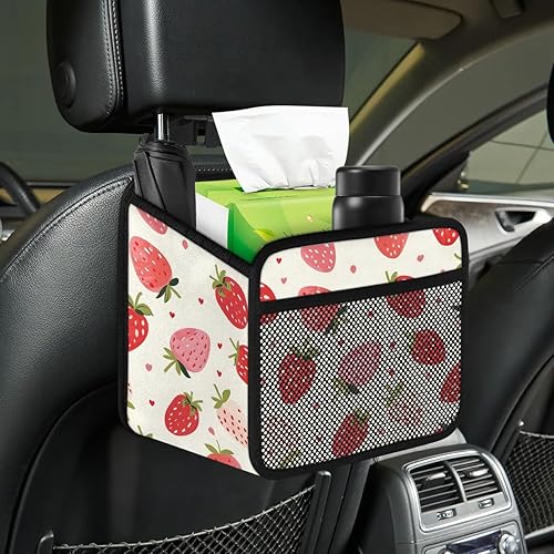 Miniatura 4 de Organizador de asiento trasero de automóvil, de piel sintética, organizador colgante con bolsillos, a prueba de fugas, bolsa de basura colgante para