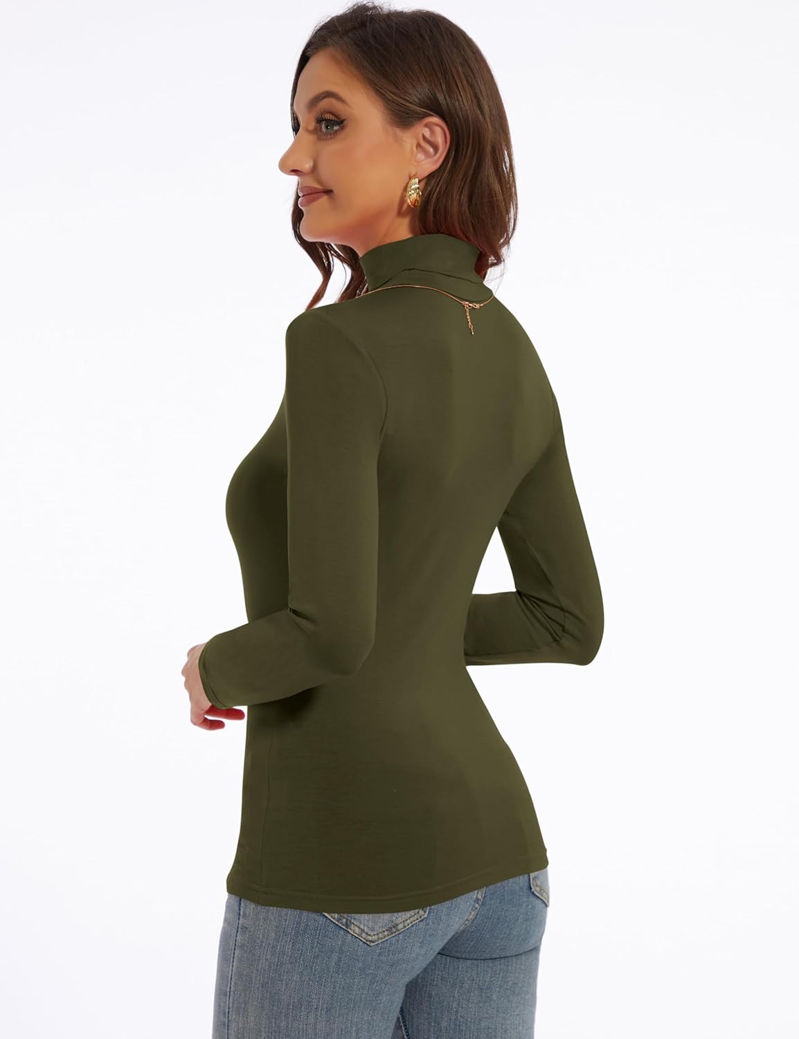 Women's Turtleneck Long Sleeve Shirts Slim Fitted Lightweight Base Layer Casual Tops - Image 3