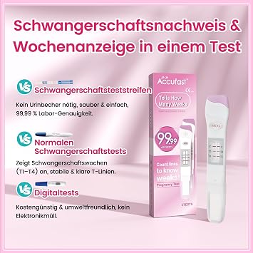 Schwangerschaftstest mit Wochenbestimmung zur Früherkennung kann wie viele Wochen schwanger anzeigen hCG Urintest mit 9999% Genauigkeit & schnellem Ergebnis (2 Tests)