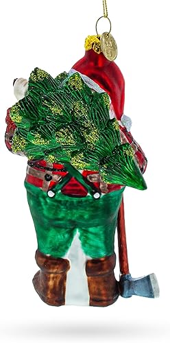 Miniatura 7 de Rustic Holiday Cheer: Lumberjack Santa - Adorno navideño de vidrio soplado