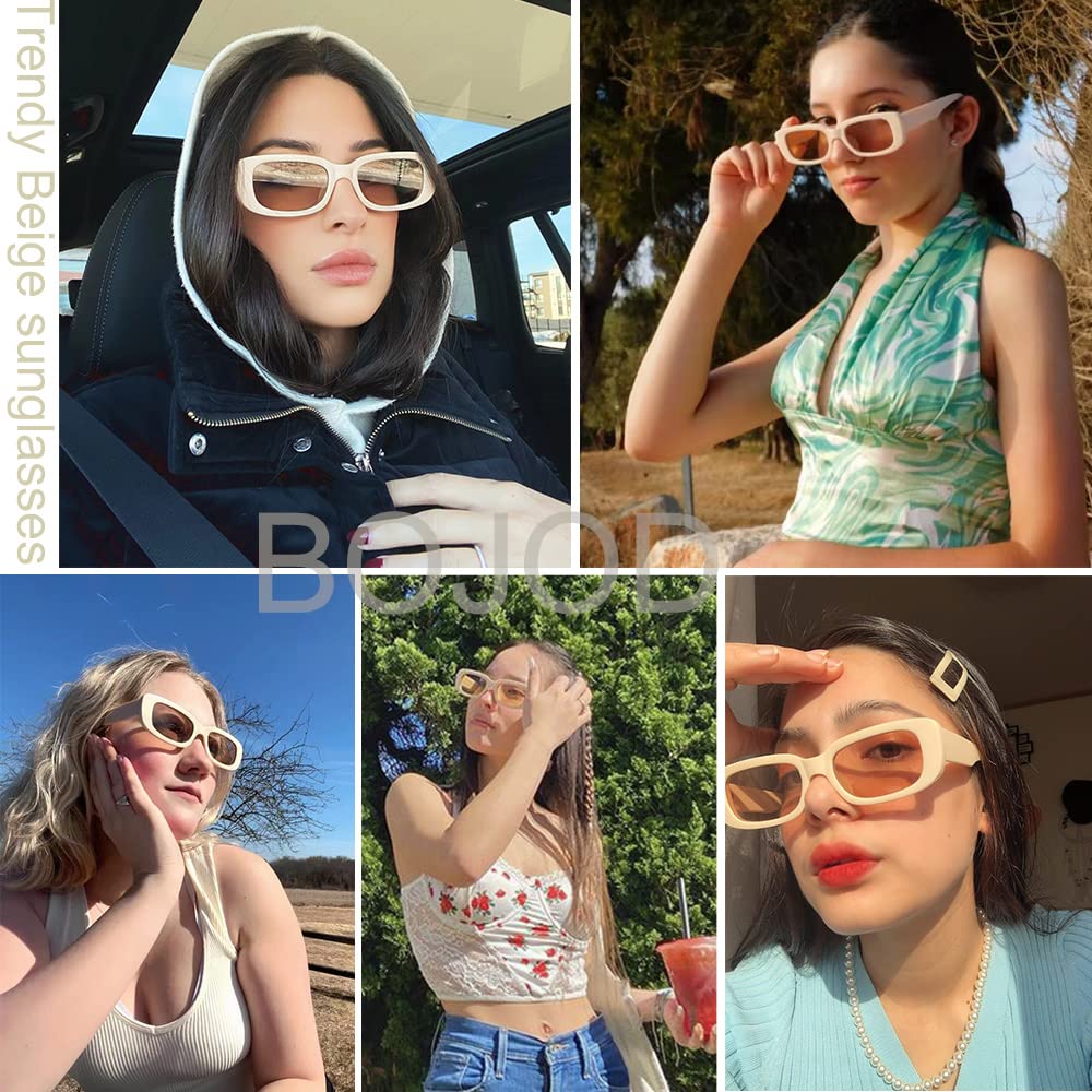 BOJOD Rectangle Sunglasses for Women Retro Fashion Sunglasses UV 400 Protection Square Frame Eyewear