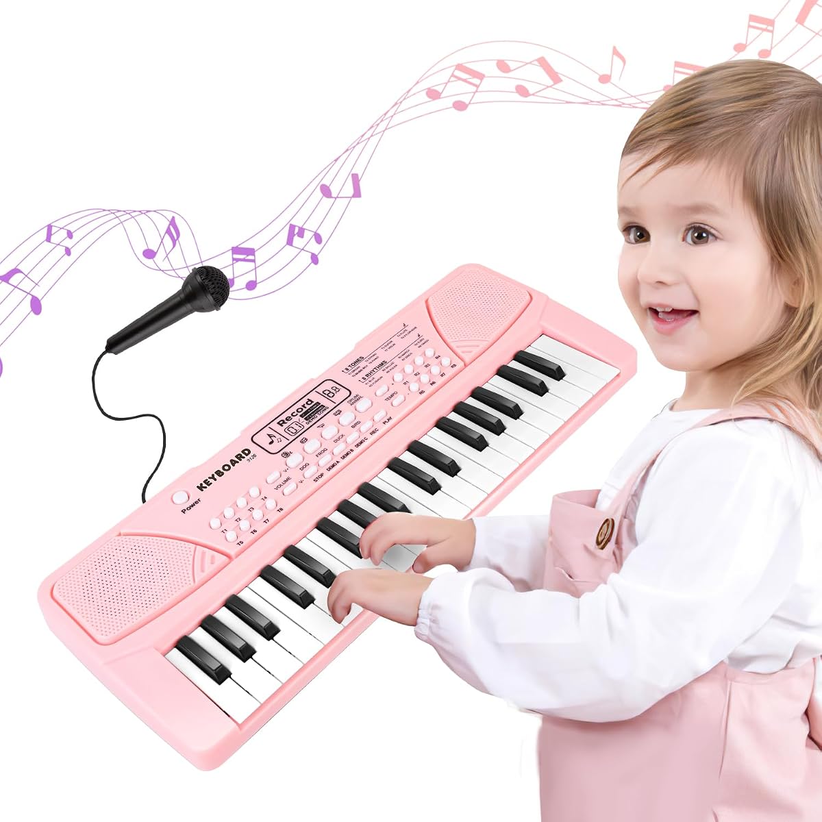 Juguetes de piano para niños, teclado musical de 37 teclas para niños pequeños con micrófono | Altavoz dual, juguetes educativos musicales, regalo de cumpleaños de Navidad para niñas de 3 4 5 6 7 8 años