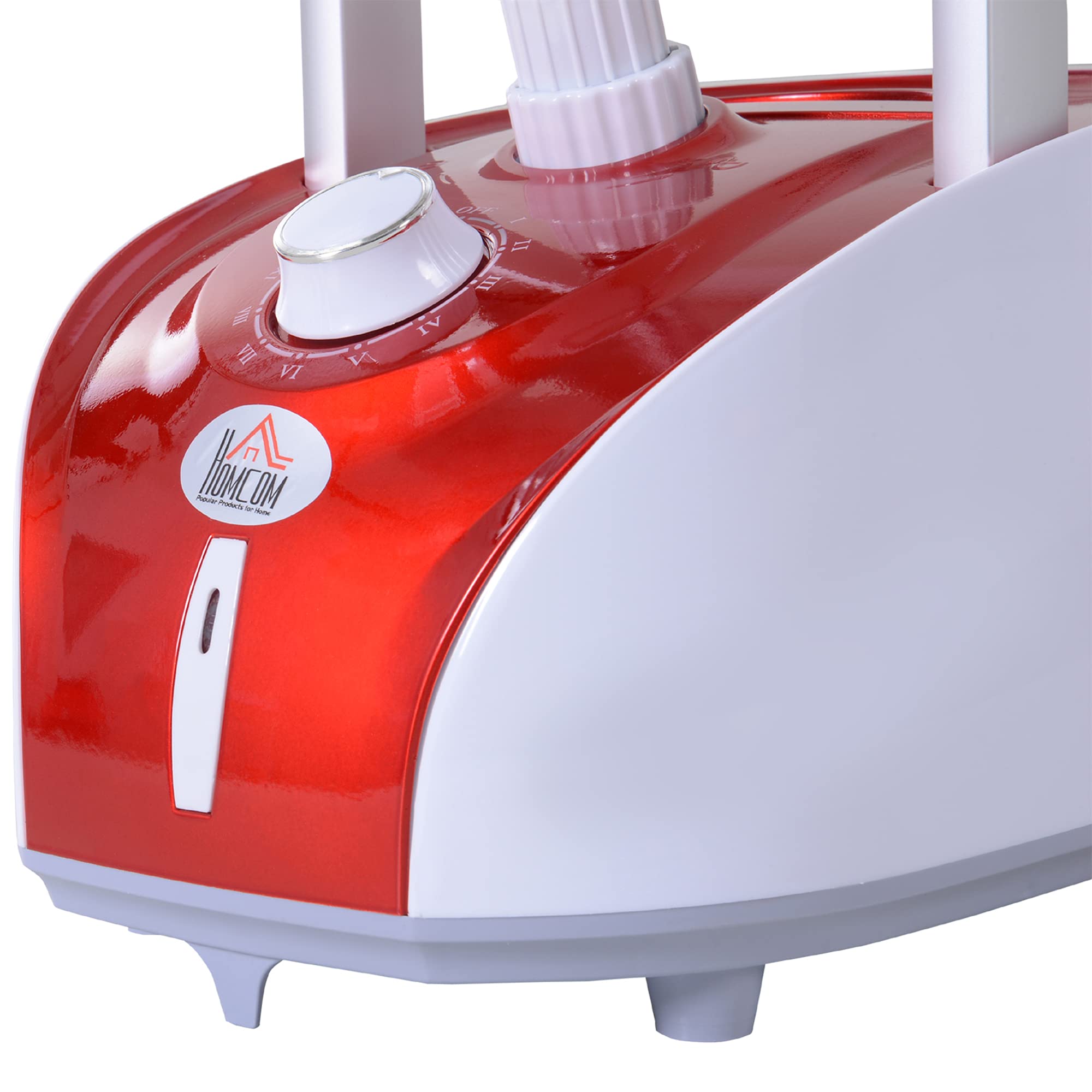 HOMCOM Défroisseur Vapeur Vertical 1950 W 32g/min Autonomie 45min Rouge | Réservoir d'Eau 2 Litres, Tige Télescopique, Fer Vertical, 11 Températures Réglables, Prêt en 38s, Planche et Cintre Fournis