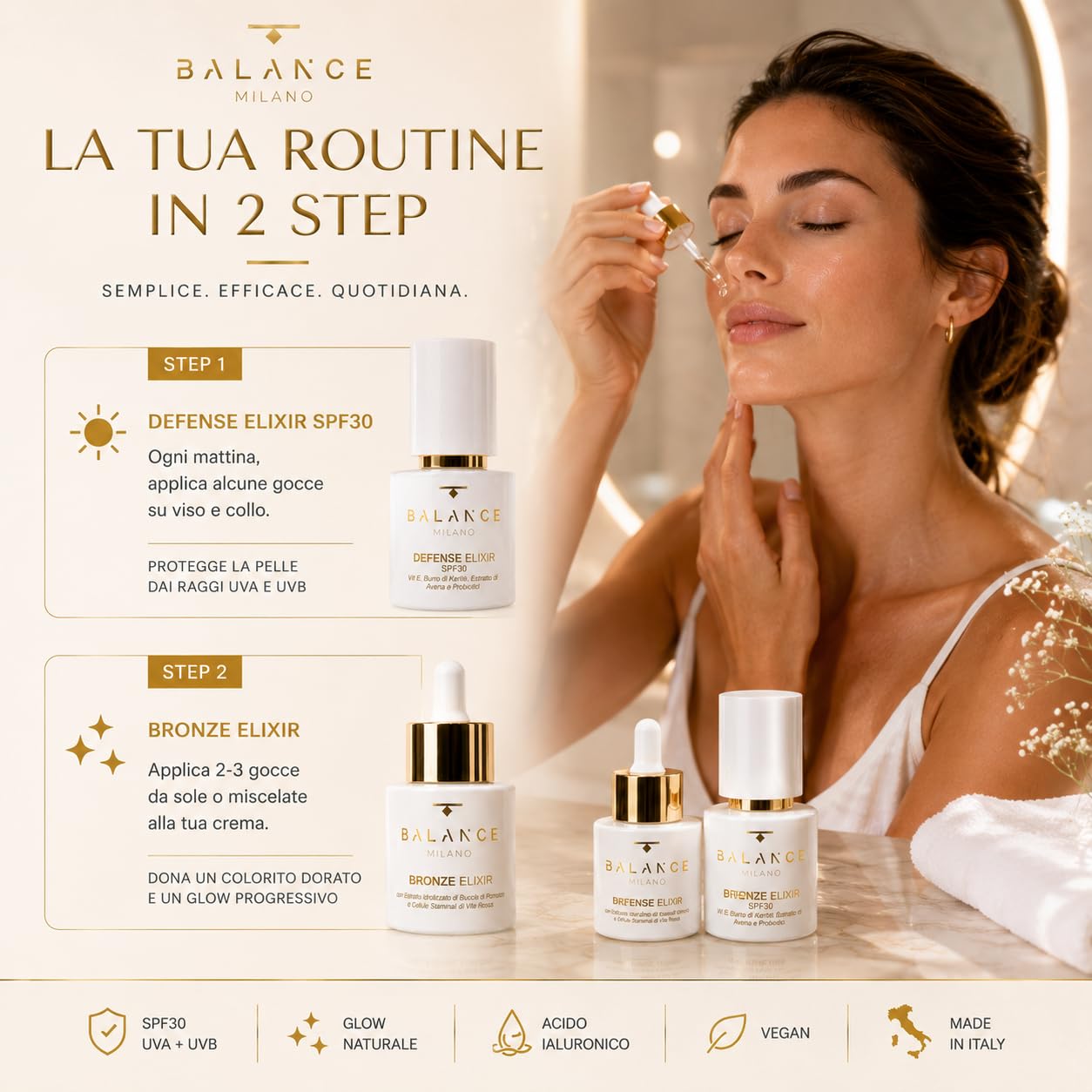 Kit Skincare Glow - Siero Autoabbronzante + Siero Viso SPF30-2x30ml