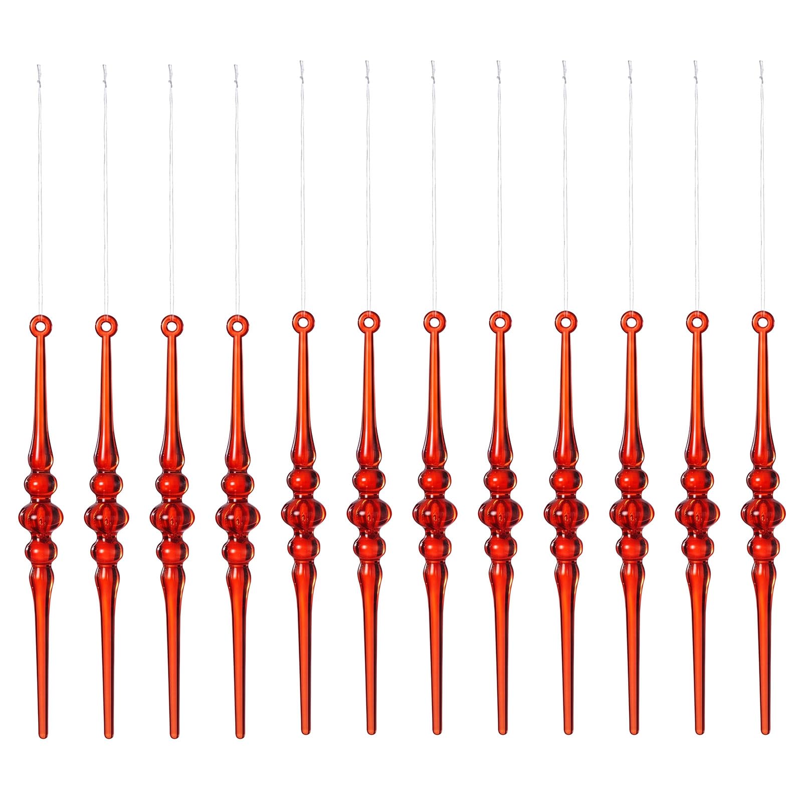 Icicle Ornaments for Christmas Tree Decor, 12 Piece Long Ornament Set for Wreaths, Garlands, and Mantels Icicle Ornament Set Acrylic Tree Decor Prestrung Branch Accents Wreath Ornaments Garland Winter