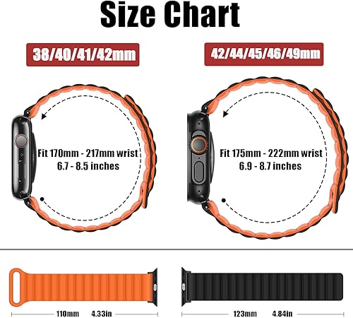 Miniatura 6 de HITZEE Compatible con Apple Watch Band de 1.929 in, 1.772 in, 1.732 in, 1.654 in, 1.654 in, 1.614 in, 1.575 in, 1.496 in, silicona de doble cara