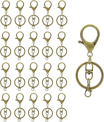 Miniatura 10 de 20 juegos de cierres de pinza de langosta con gancho y anillo plano dividido para llavero con clip de gatillo giratorio con pequeña pinza