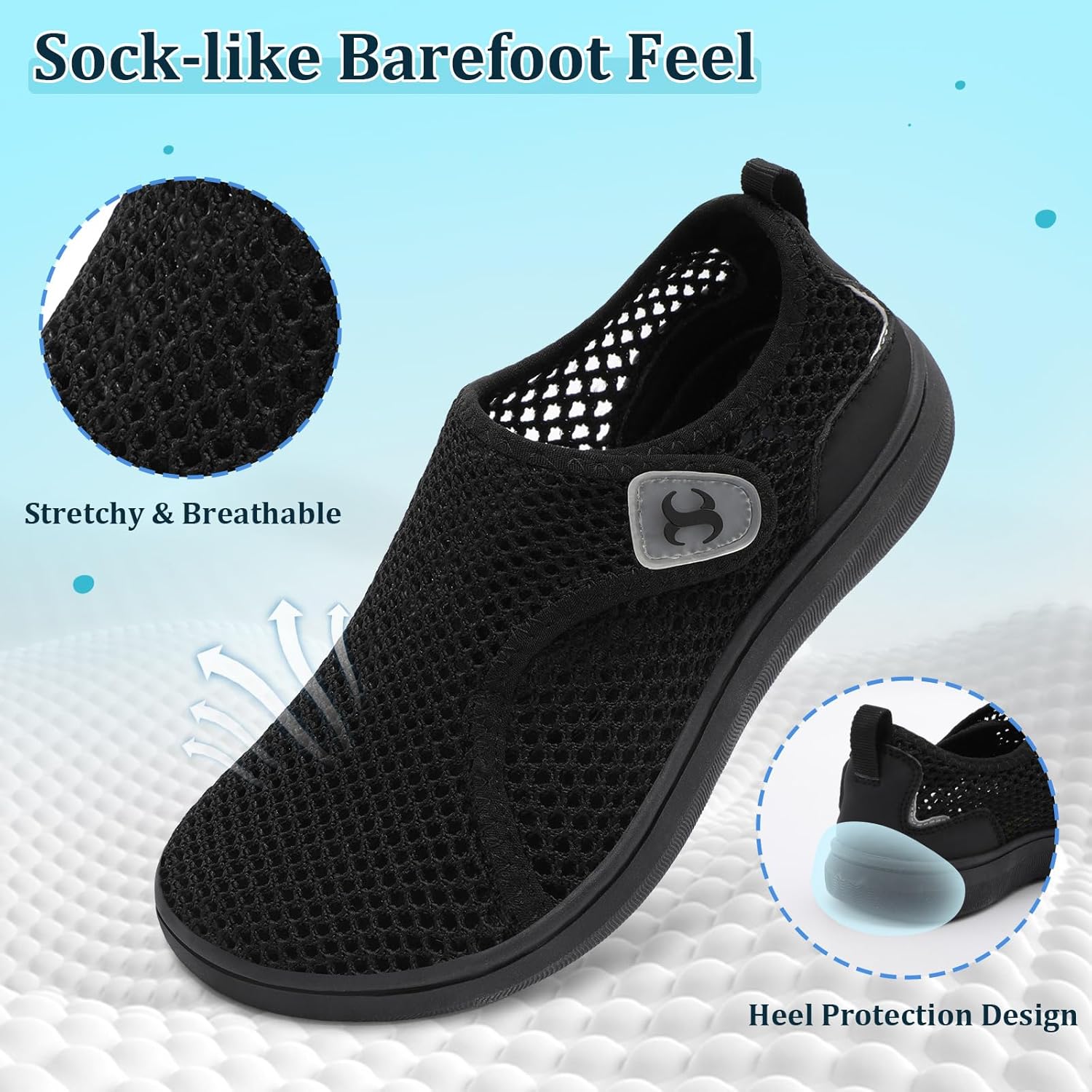 Scurtain Womens Water Shoes Comfortable Wide Barefoot Walking Shoes Quick-Dry Beach Pool Shoes Summer Breathable Casual Zero Drop Flat Sandals