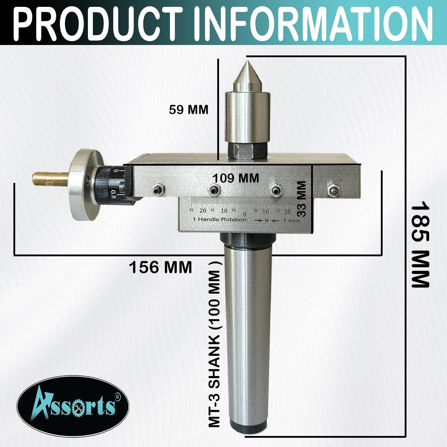 Improved Taper Turning Attachment With Revolving Live Center For Lathe Machine-metric (Morse Taper 3MT) image 3