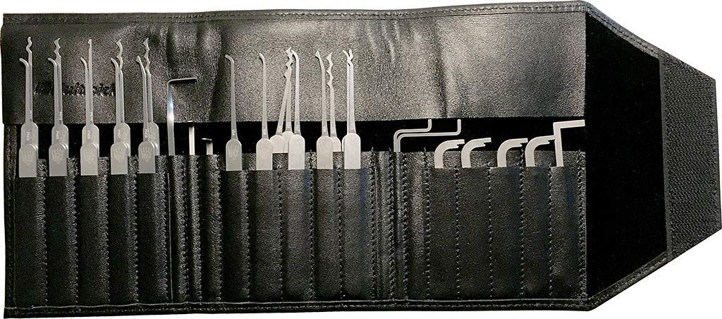 MULTIPICK ELITE 29 Set profesional de ganzúas [29 Piezas | 0,4 + 0,6 mm] Made in Germany - Ganzua Lockpicking - Kit cerrajero para abrir puertas - Herramienta - Accesorios cerraduras - Lockpick