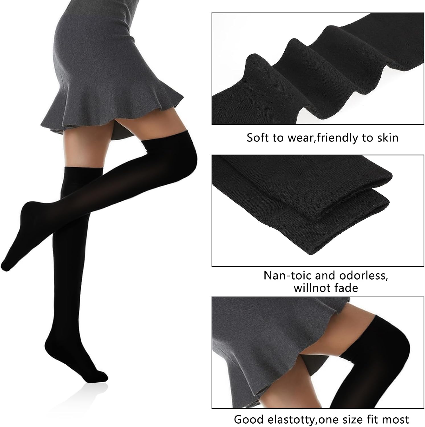 Women's Thigh High Socks Soft Cotton Over the Knee Socks Leg Warmers Stockings for Women Girls
