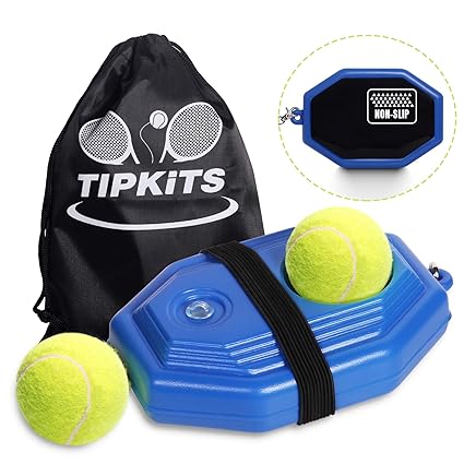 Tipkits Tennis Trainer Rebound Ball, Solo Tennis Practice Equipment for Kids/Adults with 6 Cords & 2 Balls for Replacement
