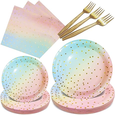 Pink and Gold Plates for a Girl's Birthday Bash