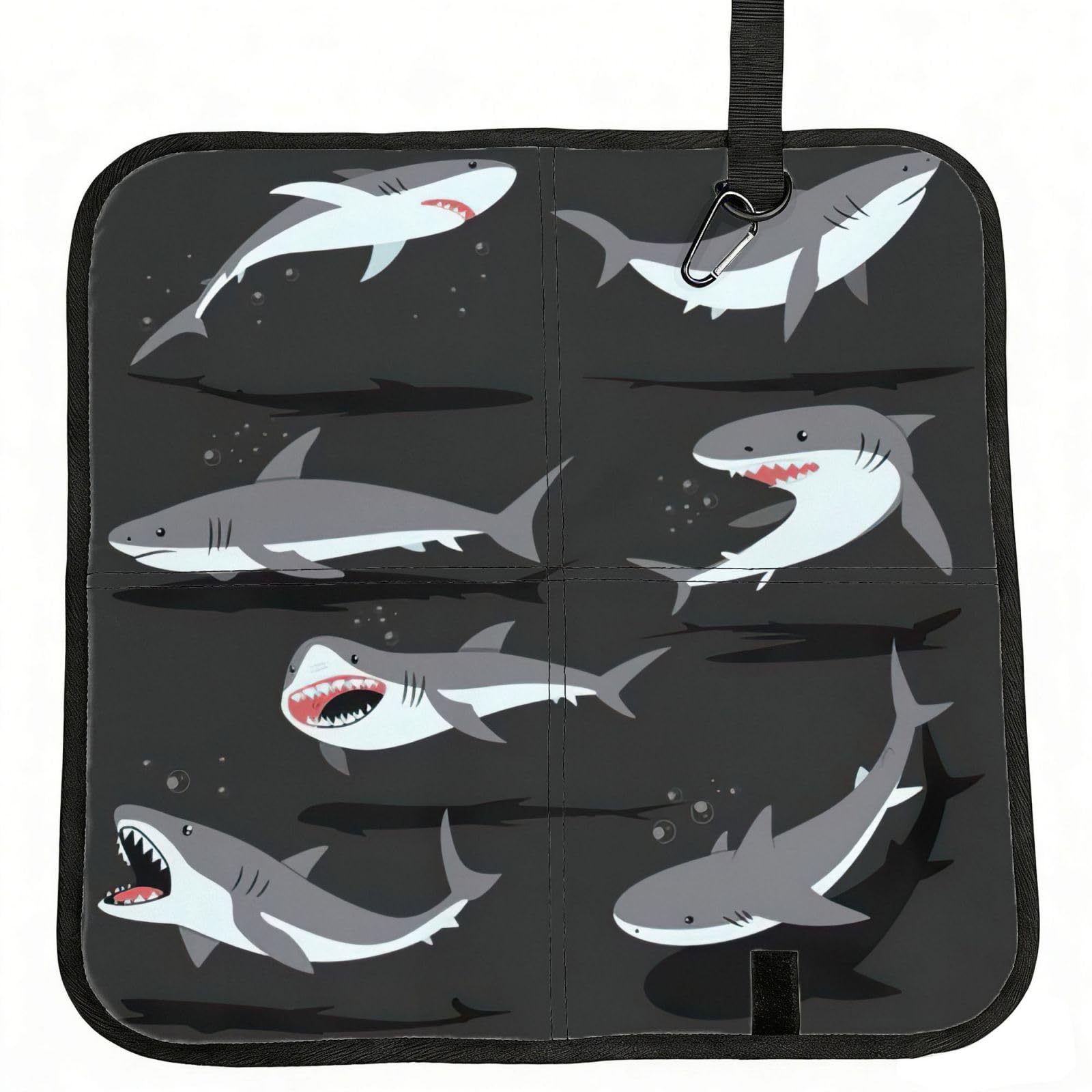 KAPPTYY Shark Printed Bleacher Seat Cushion PE Foam Filling, Foldable Sitting Pad for Concert Stadium Events