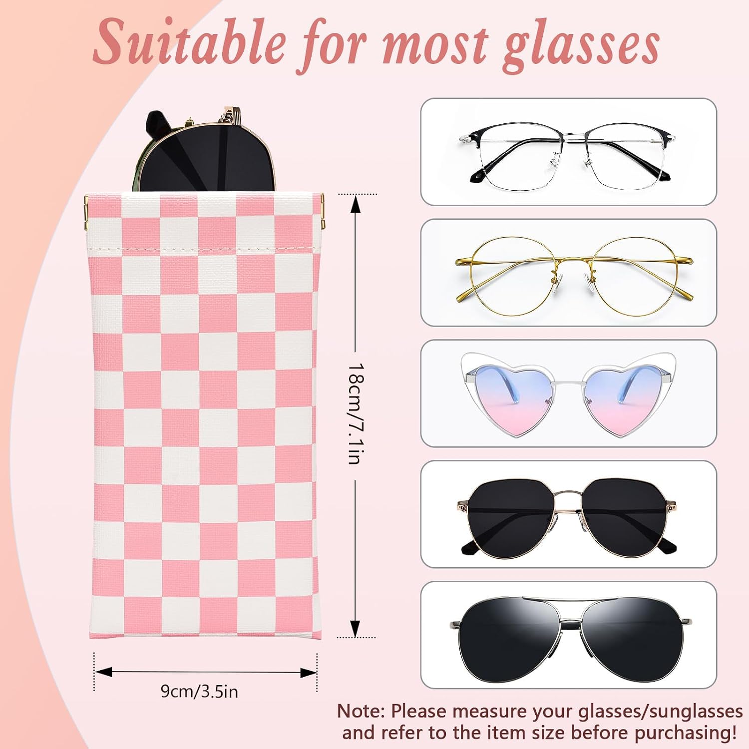 eyeglasses bag Soft Glasses bag, Portable Squeeze Top Sunglasses Case Travel for Women Girls image 2