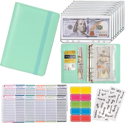 Miniatura 14 de Carpeta presupuestaria sobres de efectivo A6 carpeta de ahorro de dinero con sobres con cremallera (blanco)