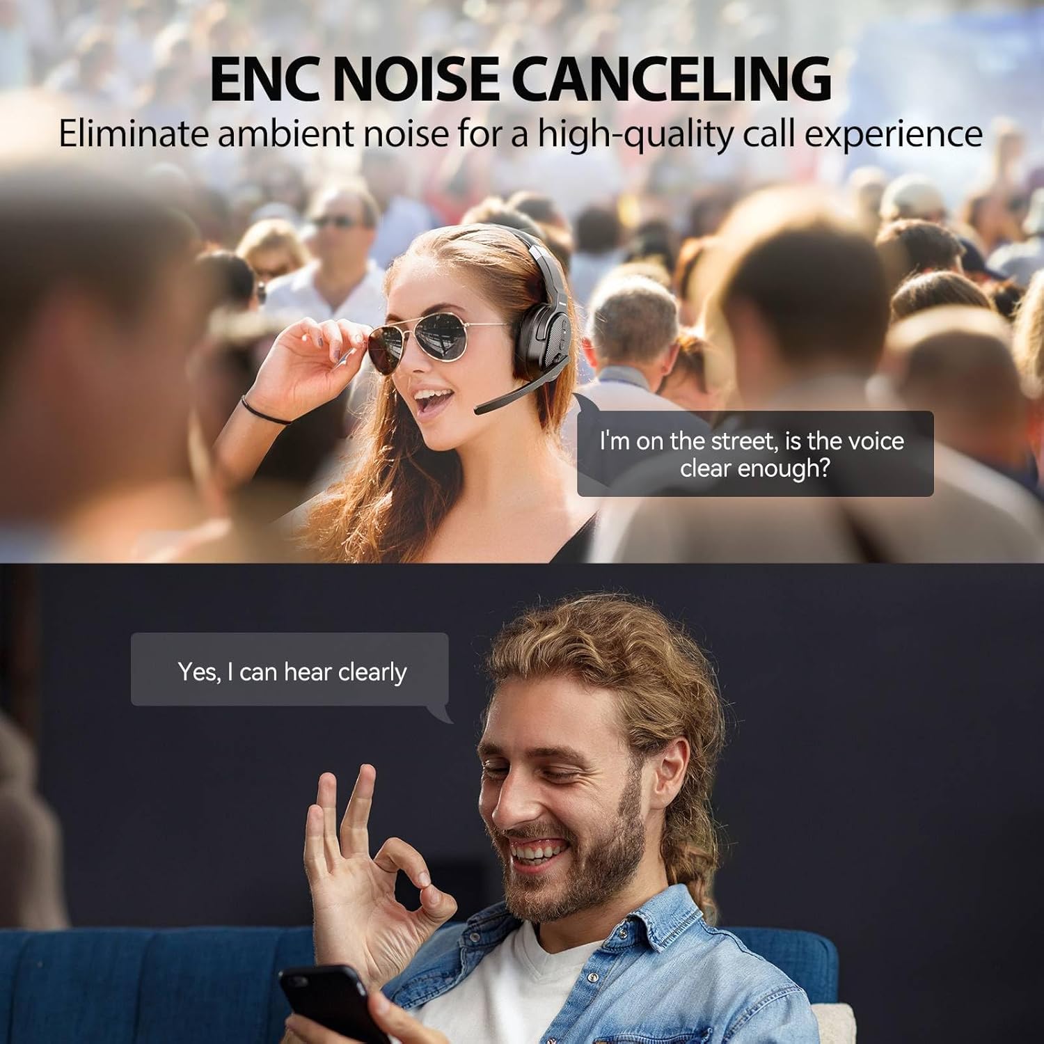 TECKNET Trucker Bluetooth Headset, Stable V5.2 & USB Dongle Connection, 70h Wireless Bluetooth Headsets with Mic and Mute, ENC Noise Canceling, Headset for Truck Drivers, Cell Phone, PC Comfort Office - Image 2