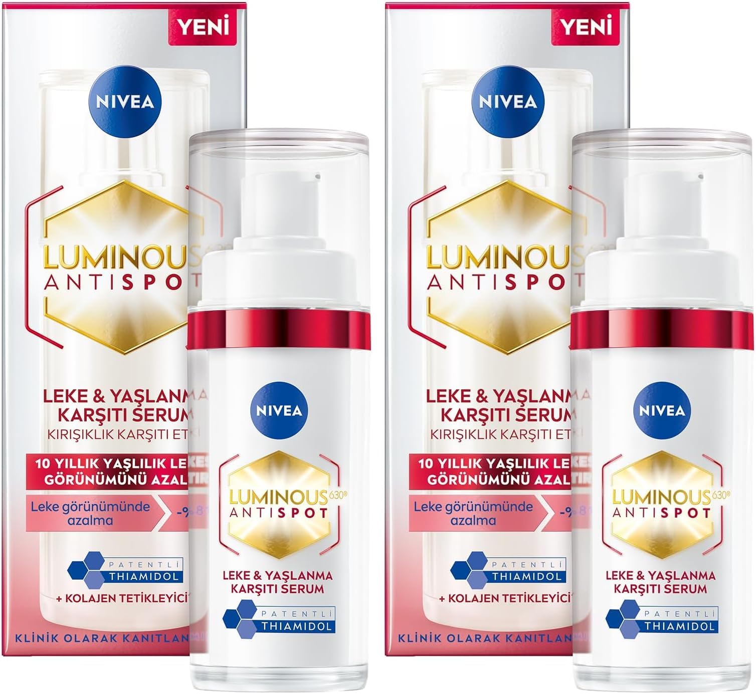 NIVEA Luminous 630 Anti-Age & Dark-Spot Serum (30ml), Facial Serum Reduces 10 Years of Accumulated Age Spots, Face Serum for Even, Strengthened, Younger-Looking Skin (Pack of 2)