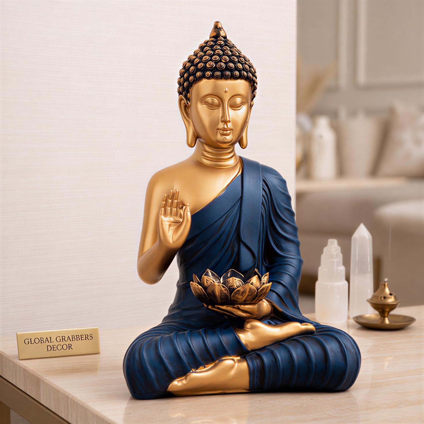 Blessing Lotus Buddha Statue for Home Decor | Buddha Idol for Home Decor | Home Decoration Items for Living Room | Showpiece & Show Pieces for Home Decor Living Room|DB2