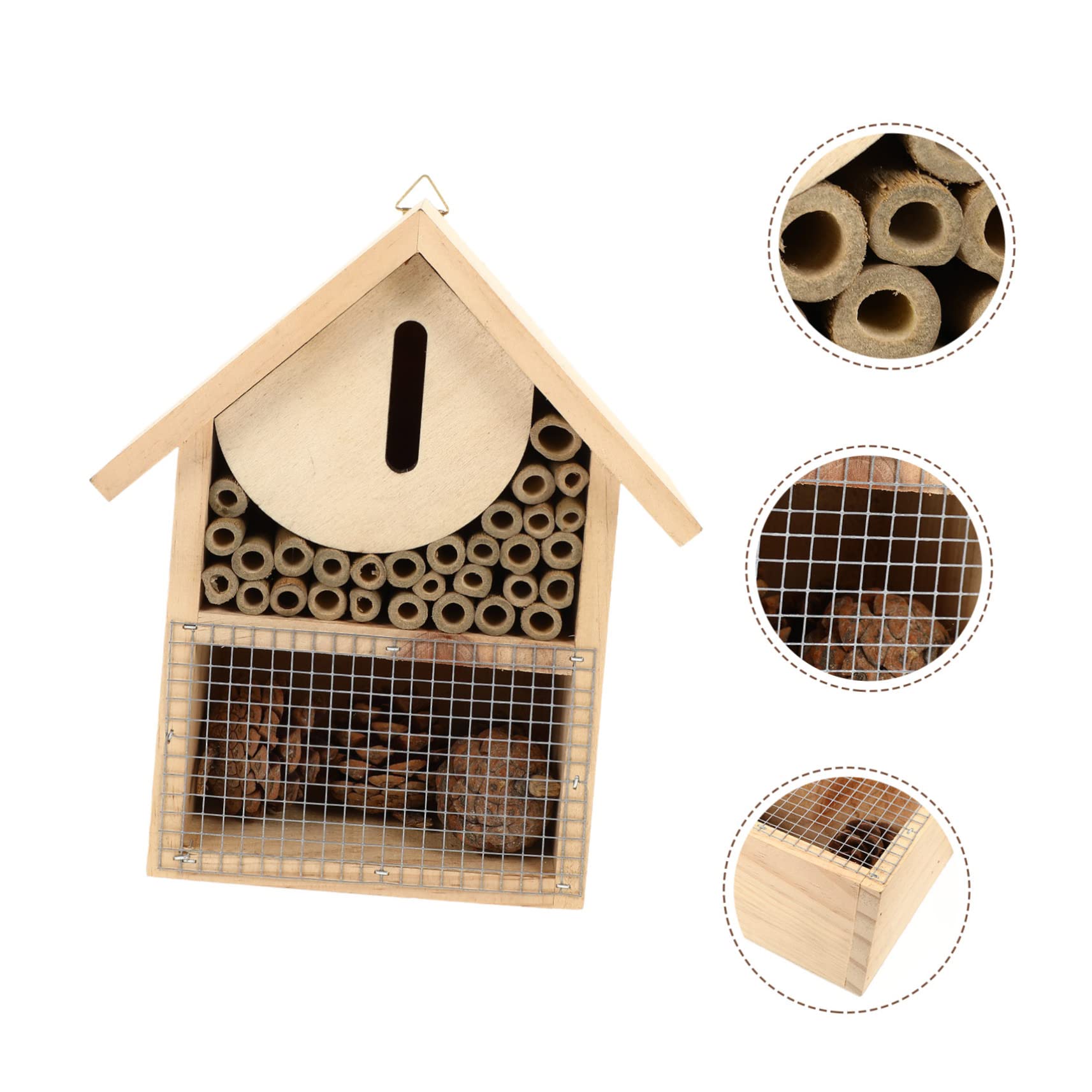 BESPORTBLE Casa Api Sospesa in Legno per Giardino Casetta Insetti Ecologica per Bachi, Farfalle e Gancio