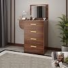 Dressing Table Cosmetic Table with Flip Up Mirror, 5 Drawers and Compartments, Modern Vanity Makeup Writing Desk with Make-up Stool - Brown